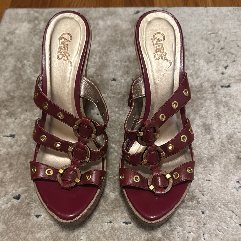 Carlos Women's Burgundy Strappy Sandals - Size 9